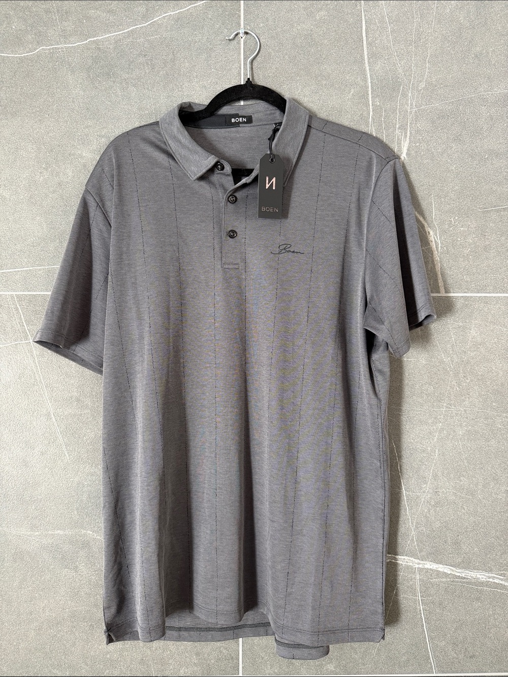 Boen Brand Pinstripe Polo - Size Large - Brand New